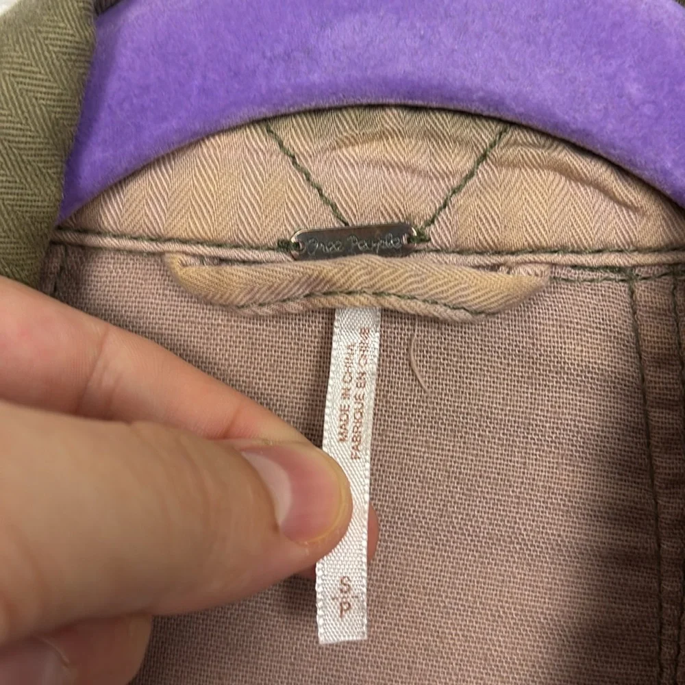 Free People Not Your Brother’s Military Style Jacket Size Small Olive Khaki Moss - Picture 16 of 16